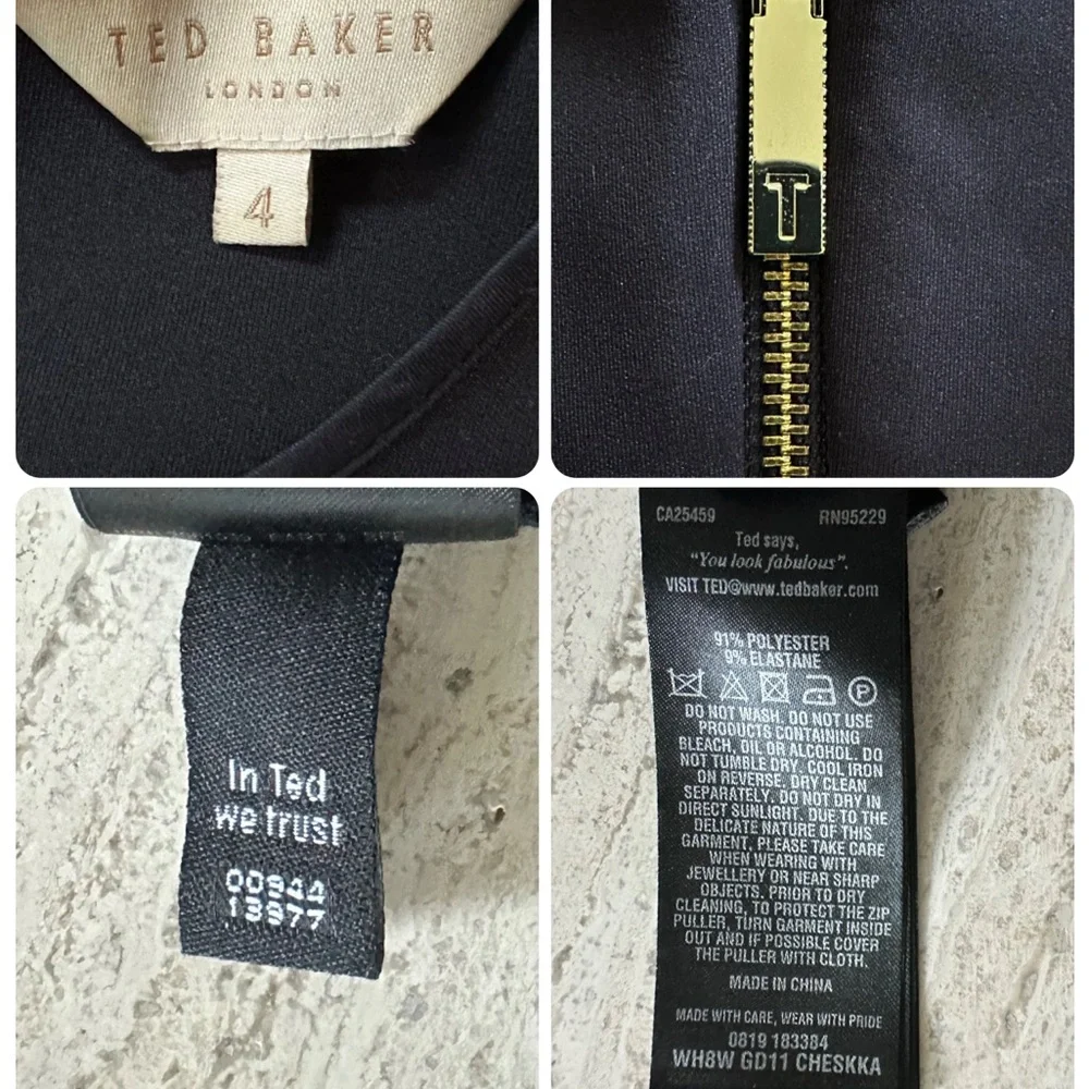 Ted Baker London Navy Cheskka Lace & Mesh Skater Dress | Ted Size 4 / US 10 - Picture 12 of 16